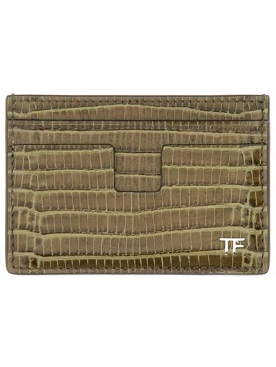 Tom Ford T Line Card Holder In Green