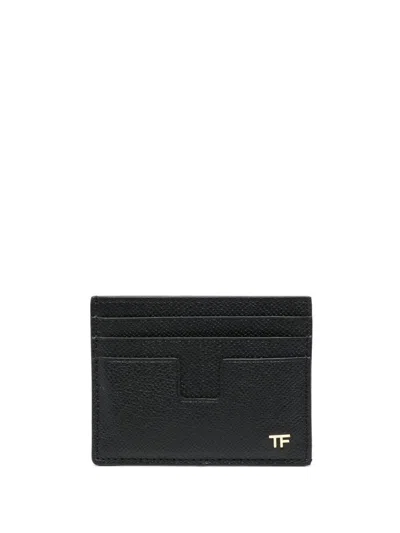 Tom Ford T Line Card Holder With Central Pocket In Black