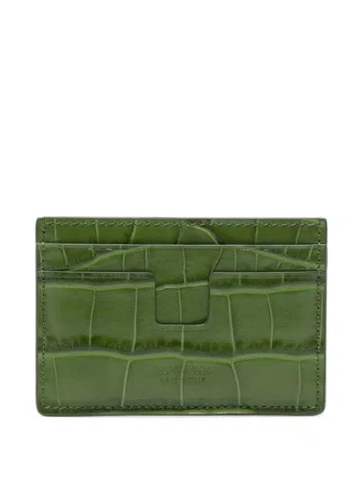 Tom Ford T Line Card Holder With Crocodile Effect In Green