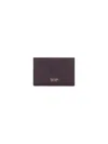 Tom Ford Bordeaux Card Holder With Embossed Logo Lettering On The Front In Grained Leather Man In Burgundy