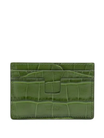 Tom Ford T Line Crocodile-effect Card Holder In Green