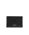 Tom Ford Black Card Holder With Embossed Logo Lettering On The Front In Grained Leather Man In Black
