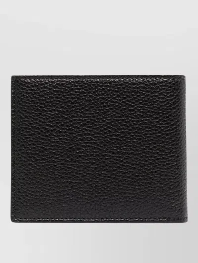 Tom Ford T Line Grain Leather Bi Fold Textured Wallet In Black