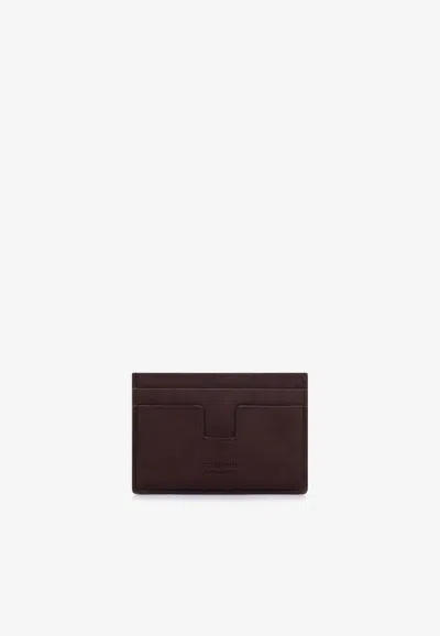 Tom Ford T-line Leather Cardholder In Black