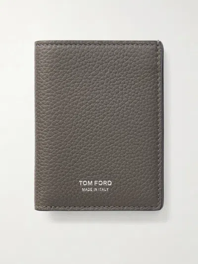 Tom Ford T Line Leather Folding Cardholder In Black