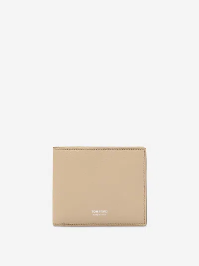 Tom Ford T-line Leather Wallet In Brown