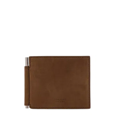 Tom Ford T Line Money Clip Wallet In Brown