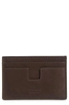 Tom Ford T-line Nubuck Card Case In 1b076 Deep Umber