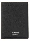 Tom Ford Textured Calf Leather T Line Portfolio In Black