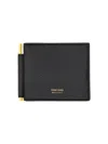 Tom Ford Brown Soft Grain Leather Money Clip Wallet In Black