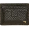 Tom Ford T-line Python Embossed Leather Card Case In 1n001 Black