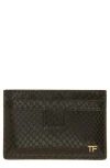 Tom Ford T-line Python Embossed Leather Card Case In 1n001 Black