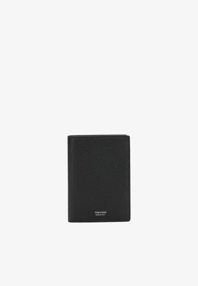 Tom Ford T Line Rigid Leather Wallet In Black