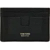Tom Ford T-line Soft Grain Leather Card Holder In Black