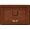 Tom Ford T-line Soft Grain Leather Card Holder In Brown