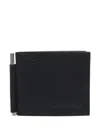 Tom Ford Black Bi-fold Wallet With T Detail On The Front And Embossed Logo On The Rear In Grained Leather Man In Black