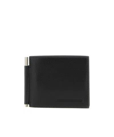 Tom Ford Printed Deer Leather Elonggated T Line Money Clip Wallet In Black