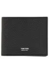 Tom Ford Leather T-line Classic Bifold Wallet In Black