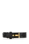 Tom Ford Adjustable Length Leather Bracelet In Black