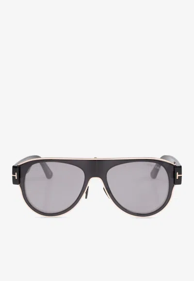 Tom Ford T Logo Aviator Sunglasses In Gray