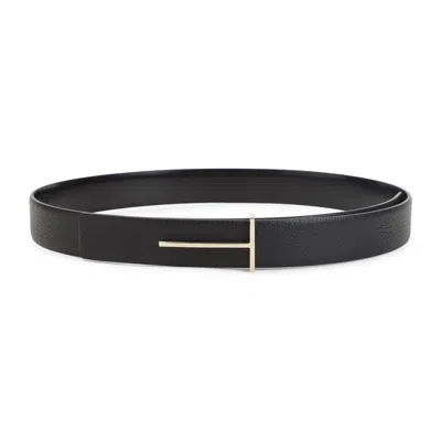 Tom Ford T Logo Belt In Black