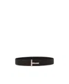 Tom Ford Elegant Brown And Black Calfskin Belt Made In Black