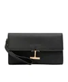 Tom Ford Leather Wristlet Pouch Gold-tone Hardware In Black