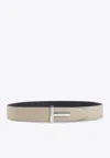 Tom Ford T-logo Leather Belt In Brown