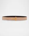 Tom Ford T Logo Leather Reversible Belt In Sand