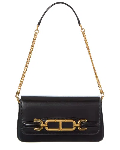 Tom Ford T Logo Leather Shoulder Bag In Black