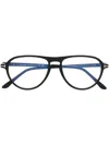 Tom Ford T-logo Pilot-frame Glasses In Black