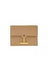 Tom Ford Leather Wallet Featuring Gold-tone Hardware In Nude