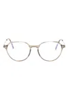 Tom Ford T-logo Round-frame Glasses In Brown