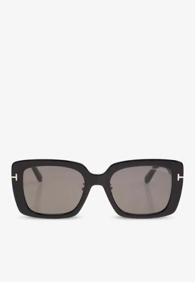 Tom Ford T Logo Square Sunglasses In Gray
