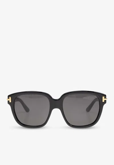 Tom Ford T Logo Square Sunglasses In Gray