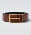 Tom Ford T Loop Croc-effect Leather Belt In Brown