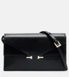 Tom Ford T Mini Leather Crossbody Bag In Black