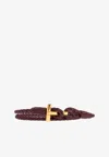 Tom Ford T-monogram Braided Leather Bracelet In Black