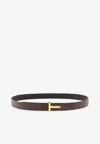 Tom Ford T Monogram Reversible Leather Belt In Brown