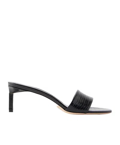 Tom Ford T Mule 55 Croc-embossed Leather Sandals In Black