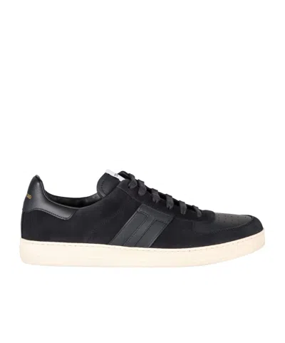 Tom Ford T-patch Suede Sneakers In Black