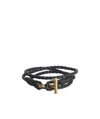 Tom Ford Black Bracelet With T Detail In Braided Leather Man In Black