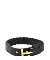 Tom Ford Logo Plaque Braided Bracelet In Black
