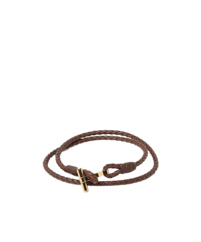 Tom Ford T-plaque Leather Bracelet In Blue