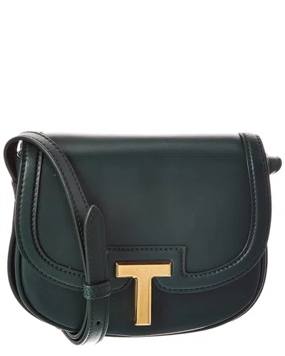 Tom Ford T Plaque Leather Shoulder Bag In Black