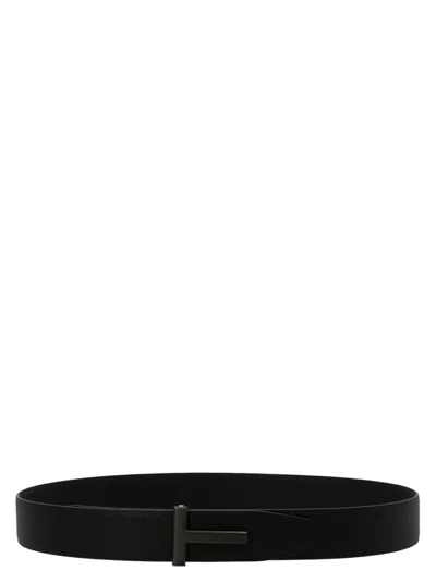 Tom Ford 't' Reversible Belt In Black