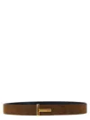Tom Ford Multicolor Textured Reversible Buckle Belt In Brown