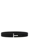 Tom Ford Men Logo Reversible Belt In Black