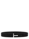 Tom Ford Men Logo Reversible Belt In Black