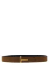 Tom Ford Multicolor Textured Reversible Buckle Belt In Brown